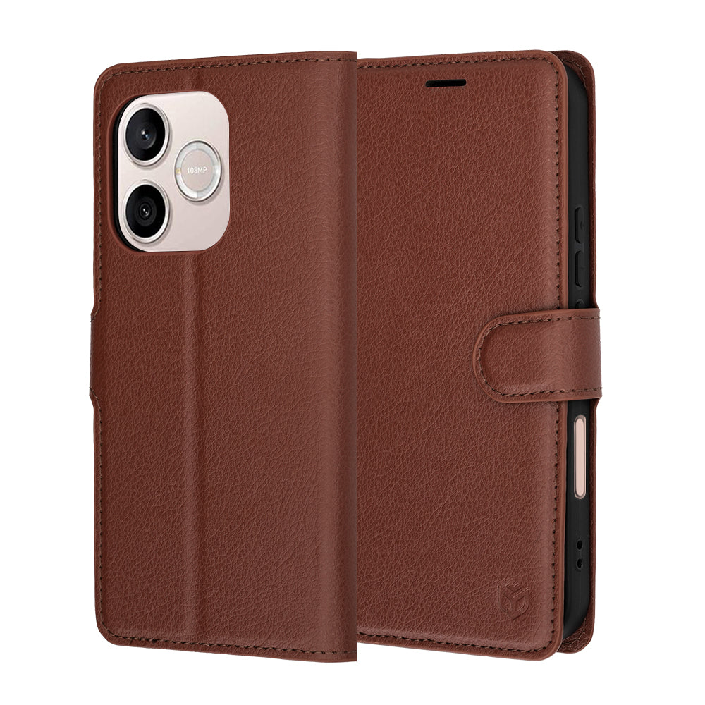 Husa pentru Honor 600 Lite, Techsuit, Leather Folio, Maro