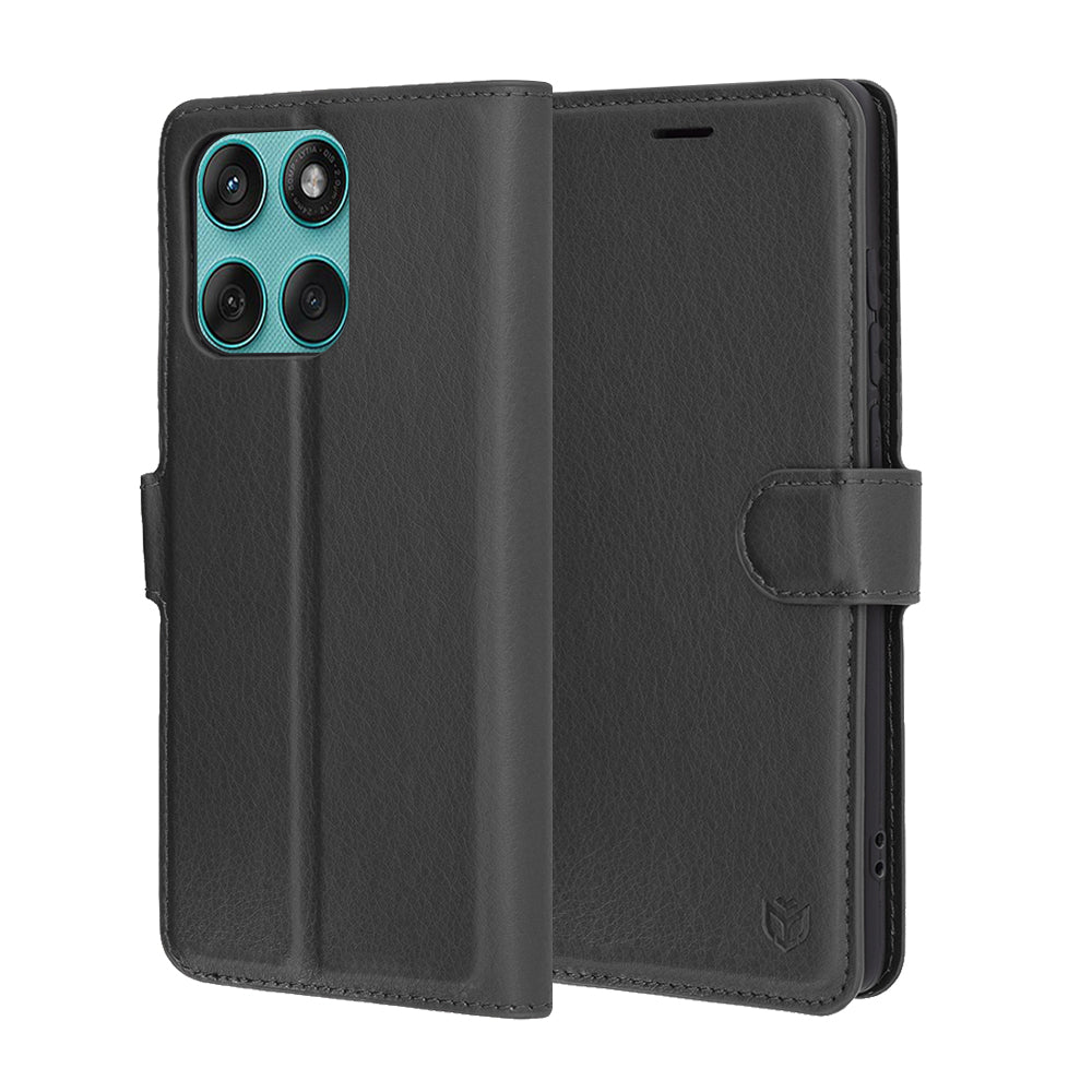 Husa pentru Motorola Edge 60 Fusion / Edge 60, Techsuit, Leather Folio, Neagra
