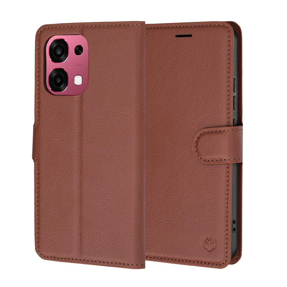 Husa pentru Oppo A6 Pro 5G / A6 Pro 4G, Techsuit, Leather Folio, Maro