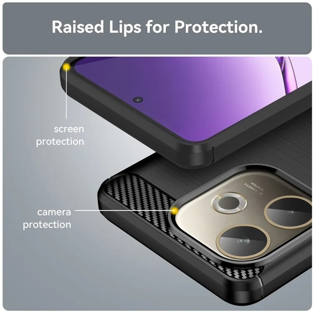 Husa pentru Oppo Reno14, Techsuit, Carbon, Neagra