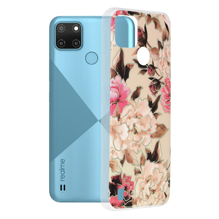 Husa pentru Realme C21Y / C25Y, Techsuit, Marble, Bej