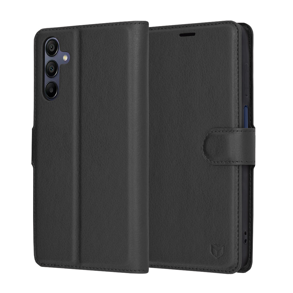 Husa pentru Samsung Galaxy A15 5G A156 / A15 A155, Techsuit, Leather Folio, Neagra