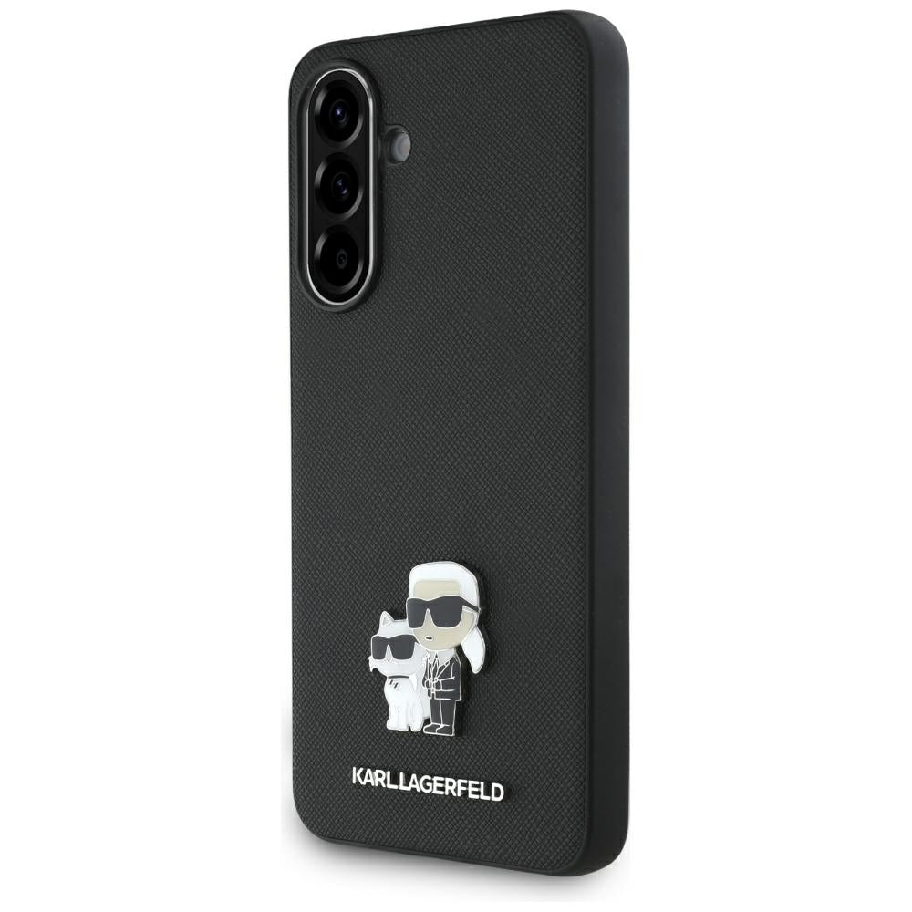 Husa pentru Samsung Galaxy A36 A366, Karl Lagerfeld, Saffiano Karl & Choupette Metal, Neagra