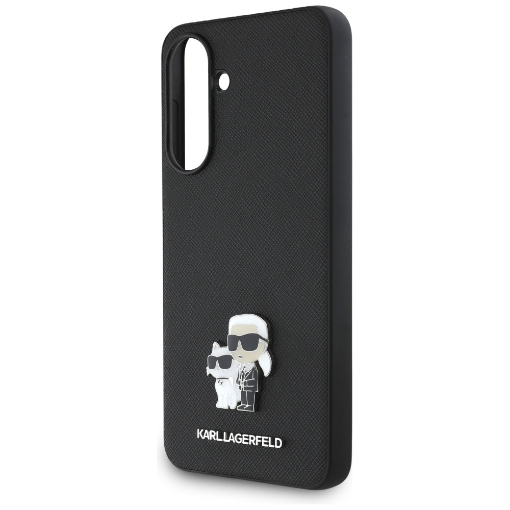 Husa pentru Samsung Galaxy A36 A366, Karl Lagerfeld, Saffiano Karl & Choupette Metal, Neagra