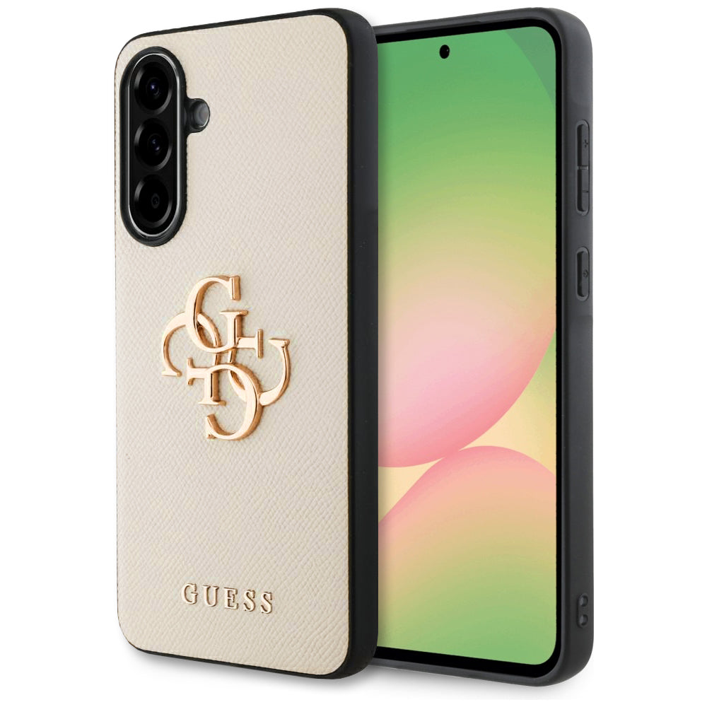 Husa pentru Samsung Galaxy A56 A566, Guess, 4G Grained Big and Classic Logo, Bej