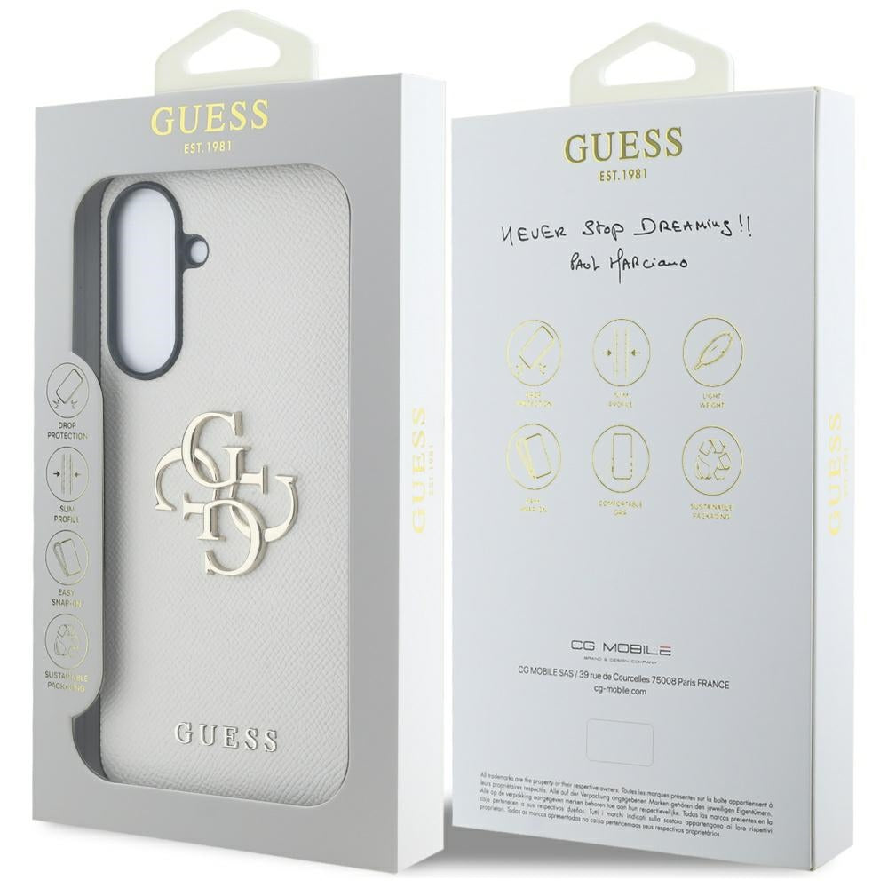 Husa pentru Samsung Galaxy A56 A566, Guess, 4G Grained Big and Classic Logo, Bej