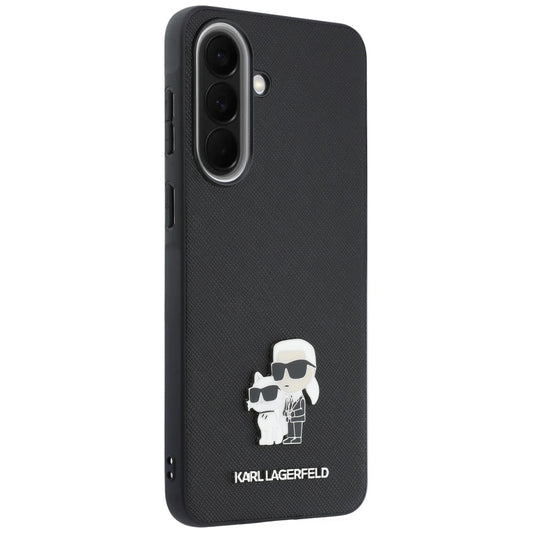 Husa pentru Samsung Galaxy A57 5G, Karl Lagerfeld, Saffiano Karl & Choupette Metal, Neagra