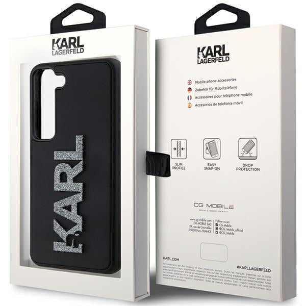 Husa pentru Samsung Galaxy S23+ S916, Karl Lagerfeld, 3D Rubber Glitter Logo, Neagra