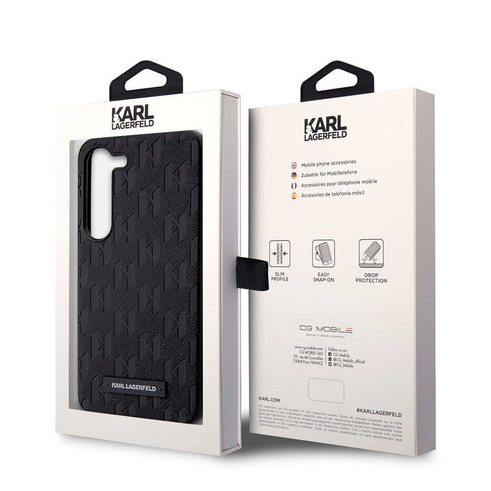 Husa pentru Samsung Galaxy S23+ S916, Karl Lagerfeld, Saffiano Monogram Metal Logo, Neagra