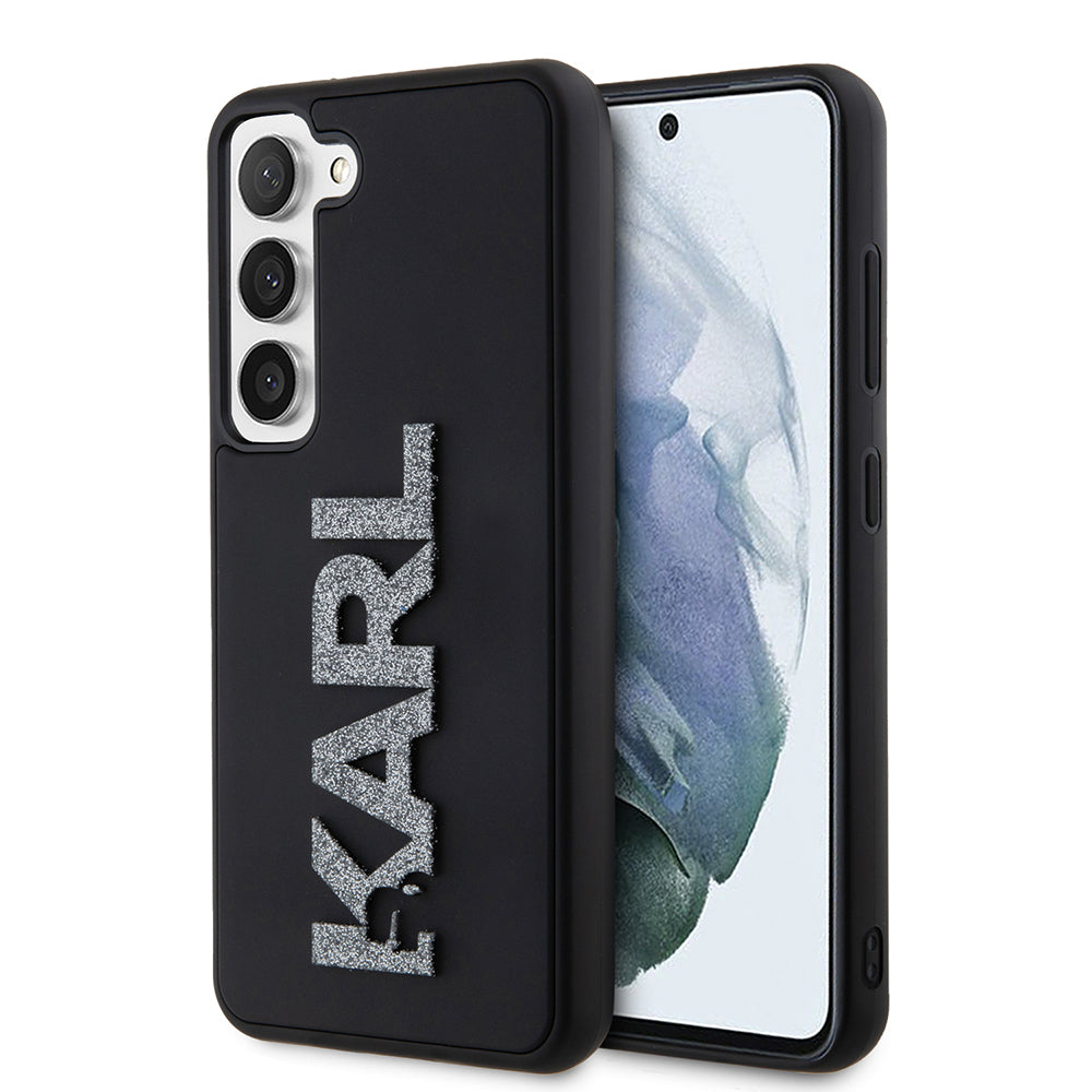 Husa pentru Samsung Galaxy S23 S911, Karl Lagerfeld, 3D Rubber Glitter Logo, Neagra