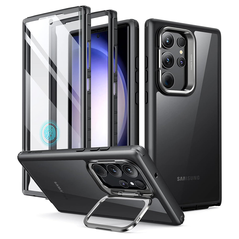 Husa pentru Samsung Galaxy S23 Ultra S918, ESR, Shock Armor Kickstand, Neagra Transparenta