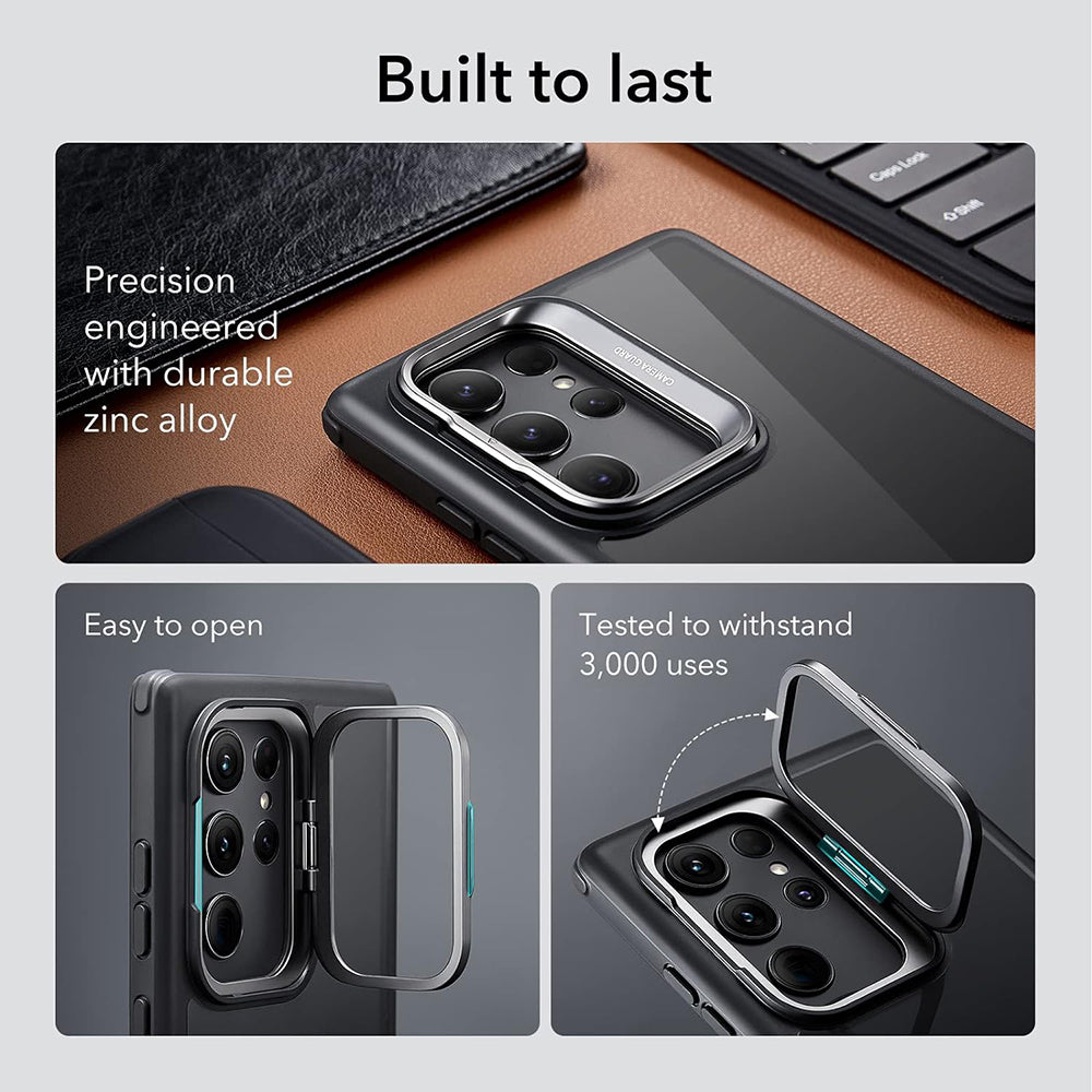 Husa pentru Samsung Galaxy S23 Ultra S918, ESR, Shock Armor Kickstand, Neagra Transparenta