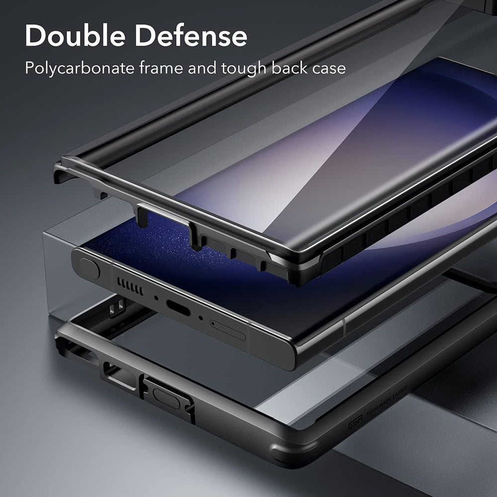 Husa pentru Samsung Galaxy S23 Ultra S918, ESR, Shock Armor Kickstand, Neagra Transparenta