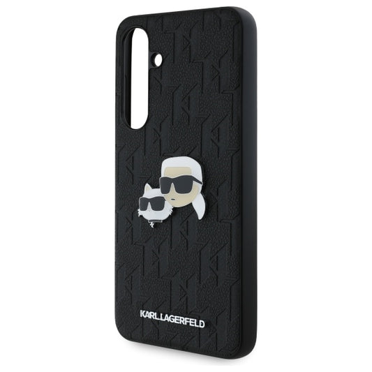 Husa pentru Samsung Galaxy S24 FE S721, Karl Lagerfeld, Monogram Karl & Choupette's Heads, Neagra