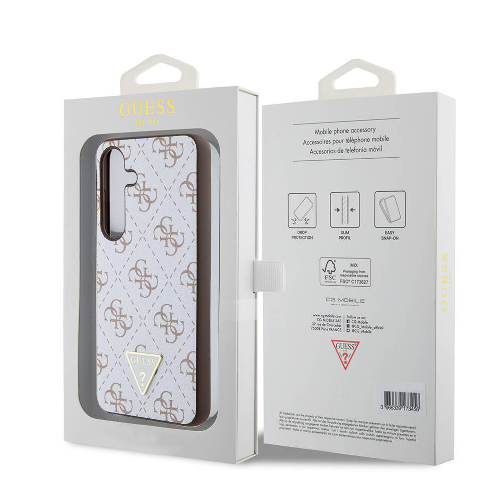Husa pentru Samsung Galaxy S24+ S926, Guess, 4G Triangle Logo, Alba