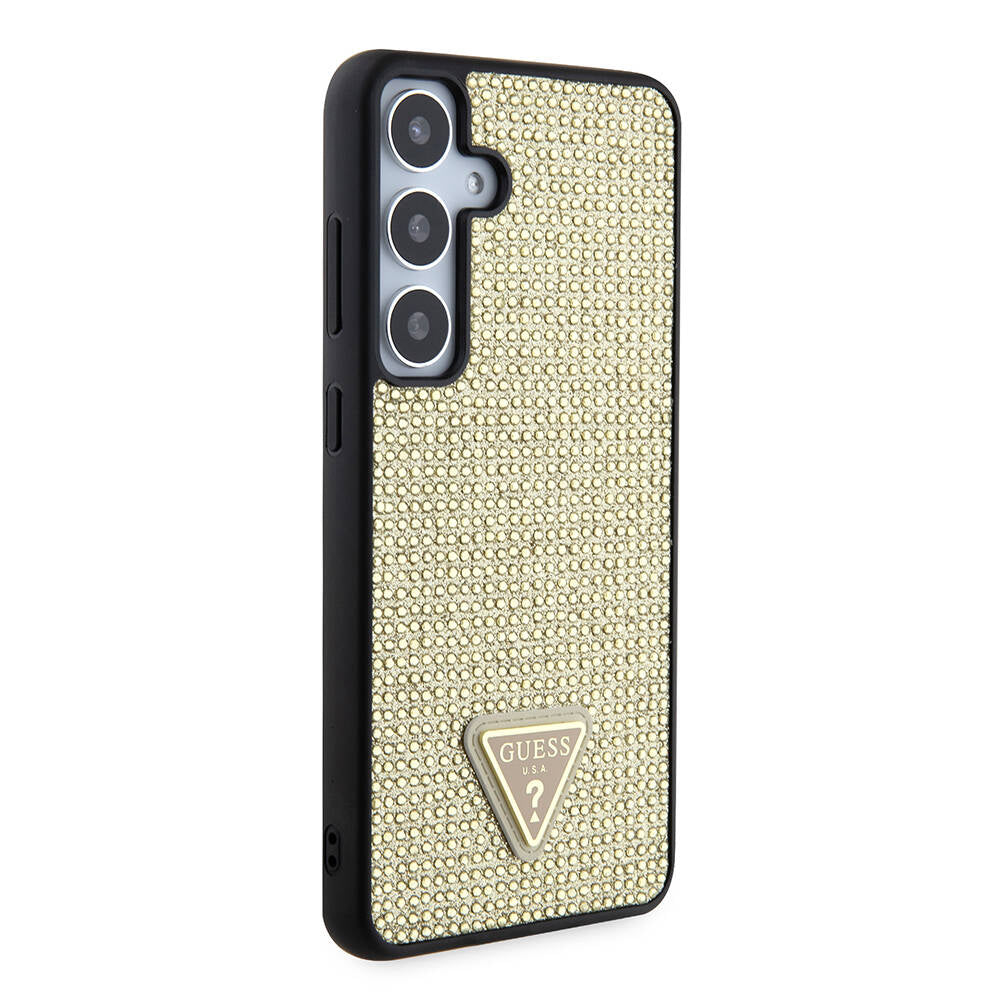 Husa pentru Samsung Galaxy S24+ S926, Guess, Rhinestone Triangle Logo, Aurie