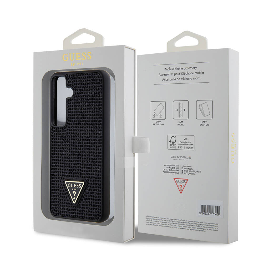Husa pentru Samsung Galaxy S24+ S926, Guess, Rhinestone Triangle Logo, Neagra