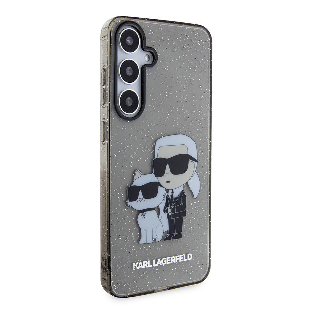 Husa pentru Samsung Galaxy S24+ S926, Karl Lagerfeld, Glitter Karl & Choupette, Neagra Transparenta