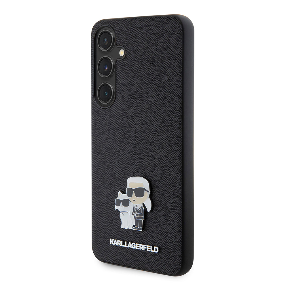 Husa pentru Samsung Galaxy S24+ S926, Karl Lagerfeld, Saffiano Karl & Choupette Metal, Neagra