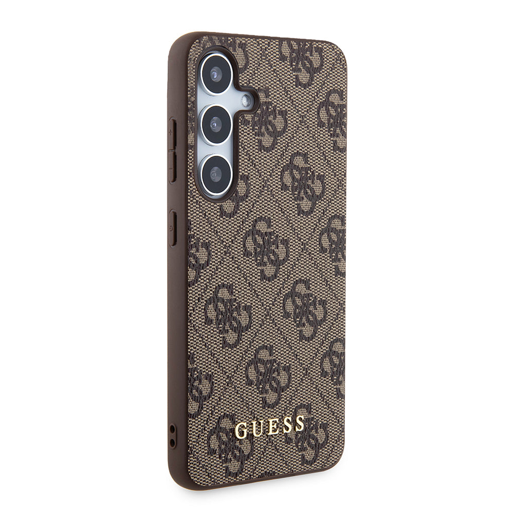 Husa pentru Samsung Galaxy S24 S921, Guess, 4G Metal Gold Logo, Maro