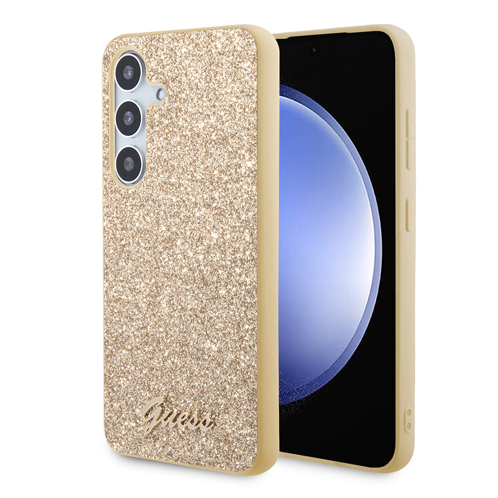 Husa pentru Samsung Galaxy S24 S921, Guess, Glitter Script, Aurie
