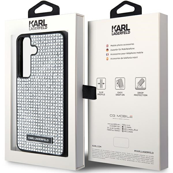 Husa pentru Samsung Galaxy S24 S921, Karl Lagerfeld, Rhinestone Metal Plate, Argintie