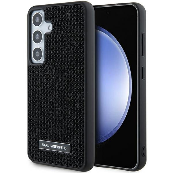 Husa pentru Samsung Galaxy S24 S921, Karl Lagerfeld, Rhinestone Metal Plate, Neagra