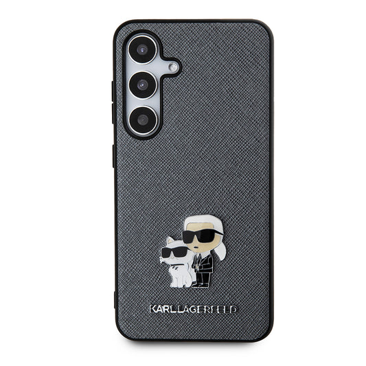 Husa pentru Samsung Galaxy S24 S921, Karl Lagerfeld, Saffiano Karl & Choupette Metal, Gri