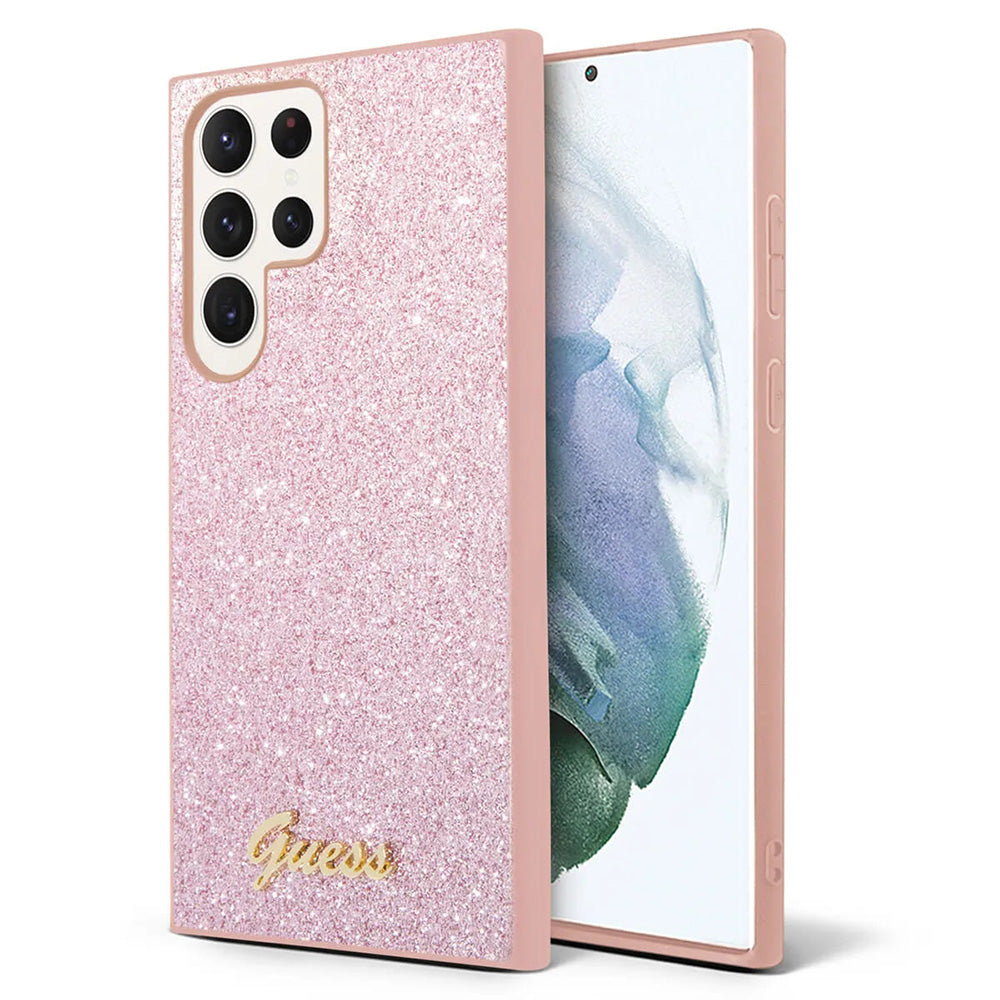 Husa pentru Samsung Galaxy S24 Ultra S928, Guess, Glitter Script, Roz