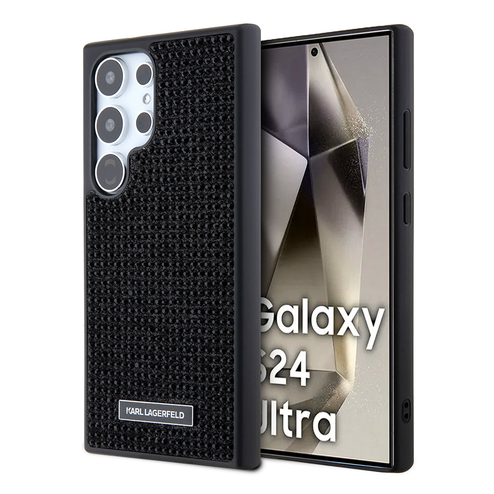 Husa pentru Samsung Galaxy S24 Ultra S928, Karl Lagerfeld, Rhinestone Metal Plate, Neagra