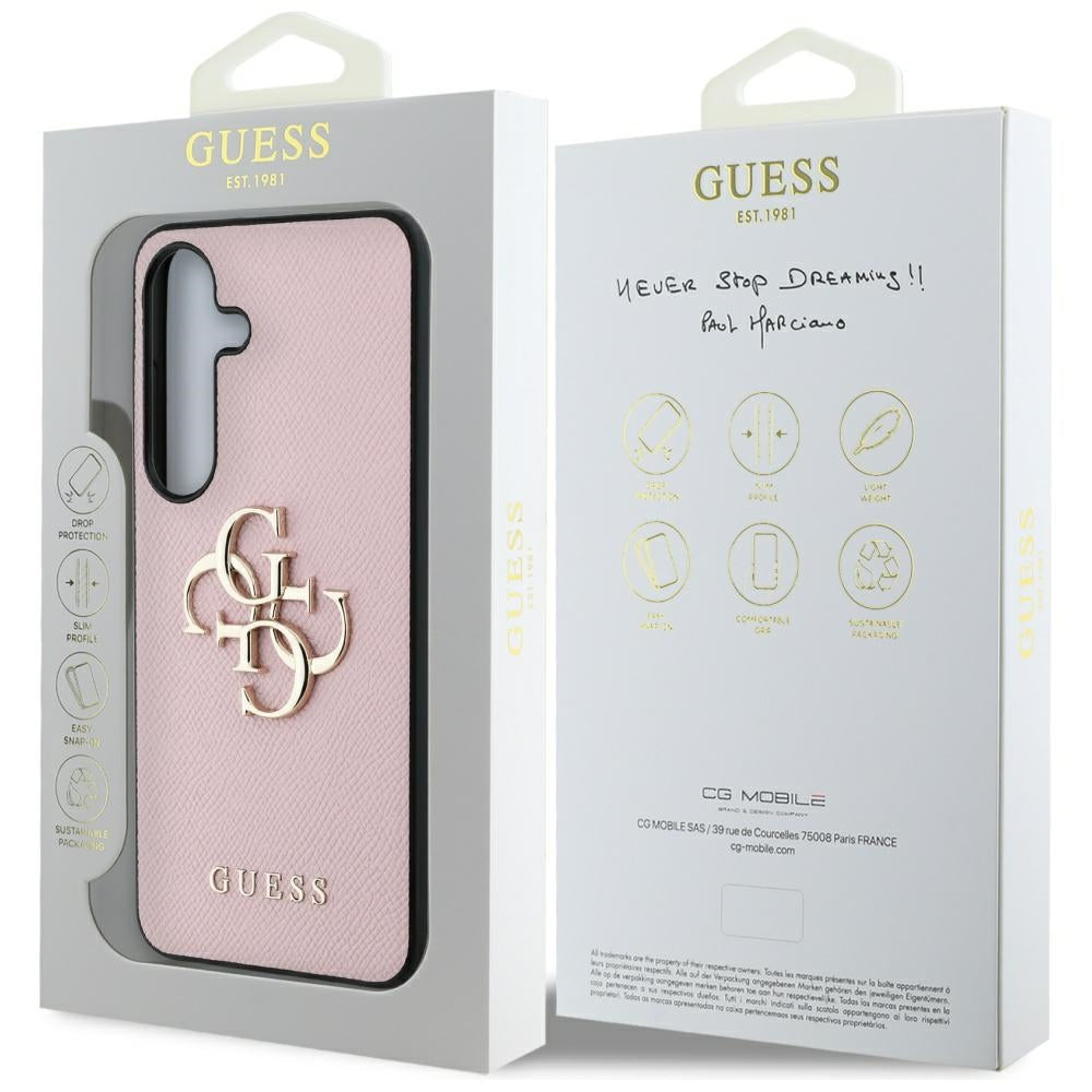 Husa pentru Samsung Galaxy S25+ S936, Guess, 4G Grained Big and Classic Logo, Roz