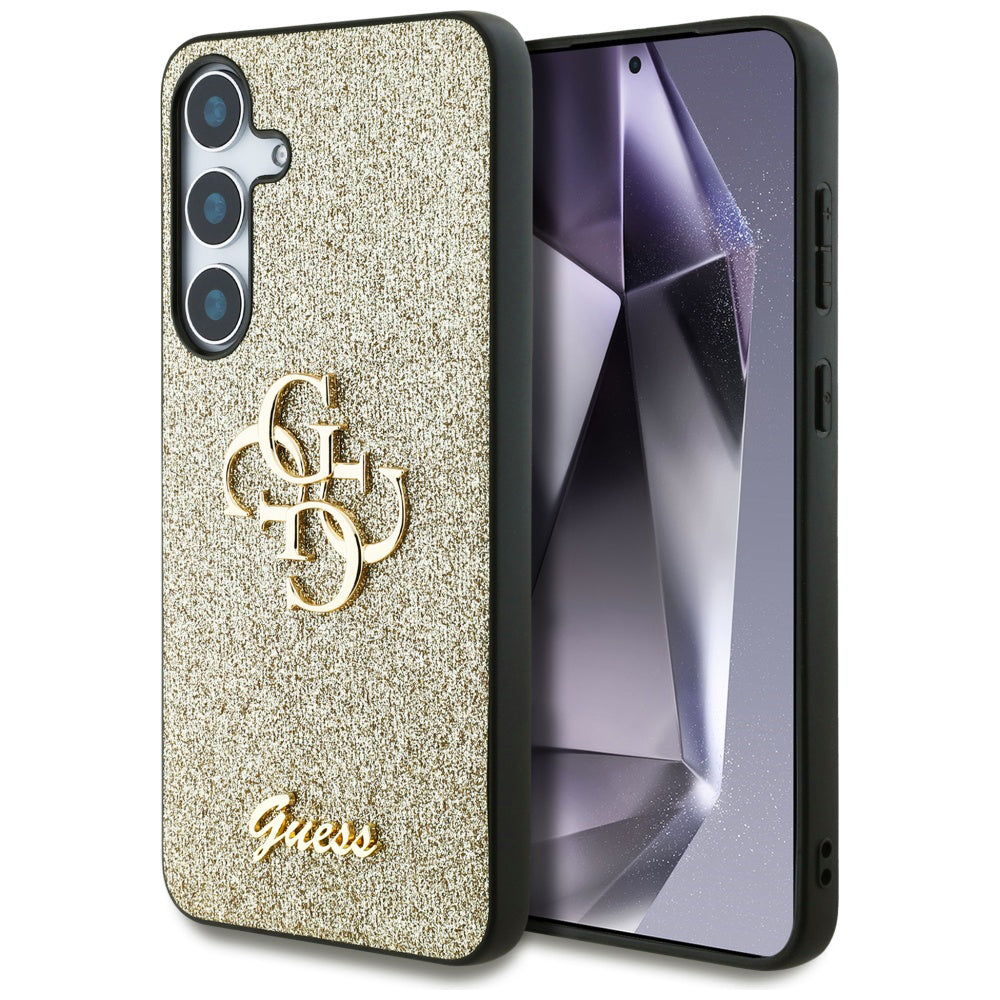 Husa pentru Samsung Galaxy S25+ S936, Guess, Glitter Big 4G Script, Aurie