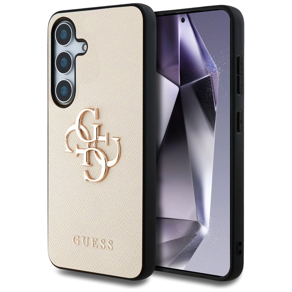 Husa pentru Samsung Galaxy S25 S931, Guess, 4G Grained Big and Classic Logo, Bej