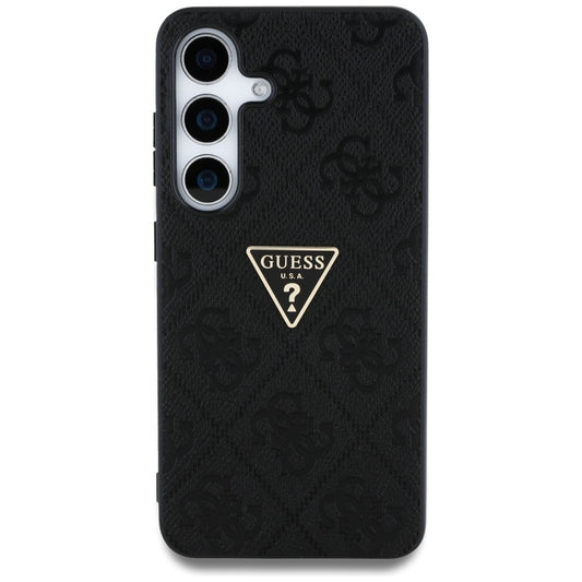 Husa pentru Samsung Galaxy S25 S931, Guess, Grained Hot Stamp 4G Triangle, Neagra
