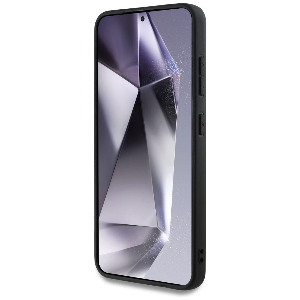 Husa pentru Samsung Galaxy S25 S931, Guess, Grained Hot Stamp 4G Triangle, Neagra