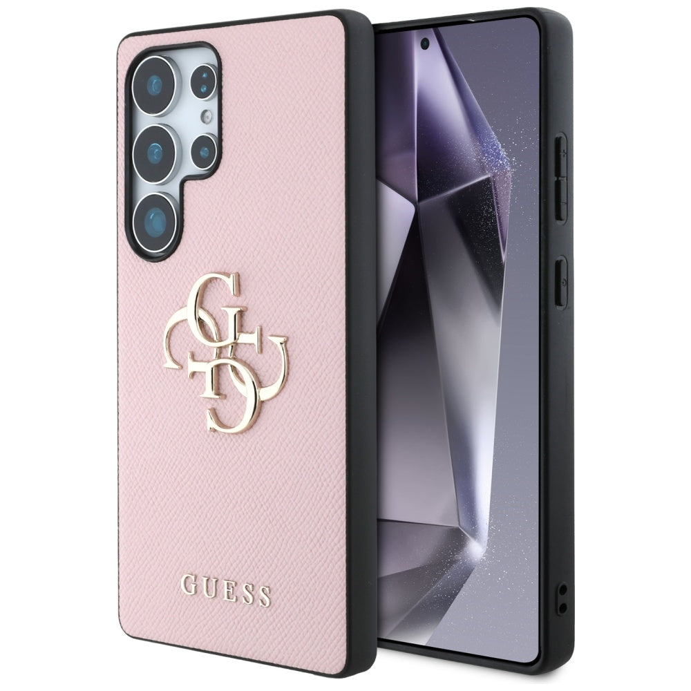 Husa pentru Samsung Galaxy S25 Ultra S938, Guess, 4G Grained Big and Classic Logo, Roz