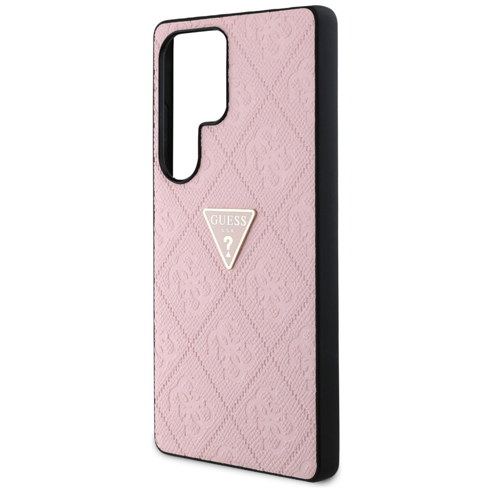 Husa pentru Samsung Galaxy S25 Ultra S938, Guess, Grained Hot Stamp 4G Triangle, Roz