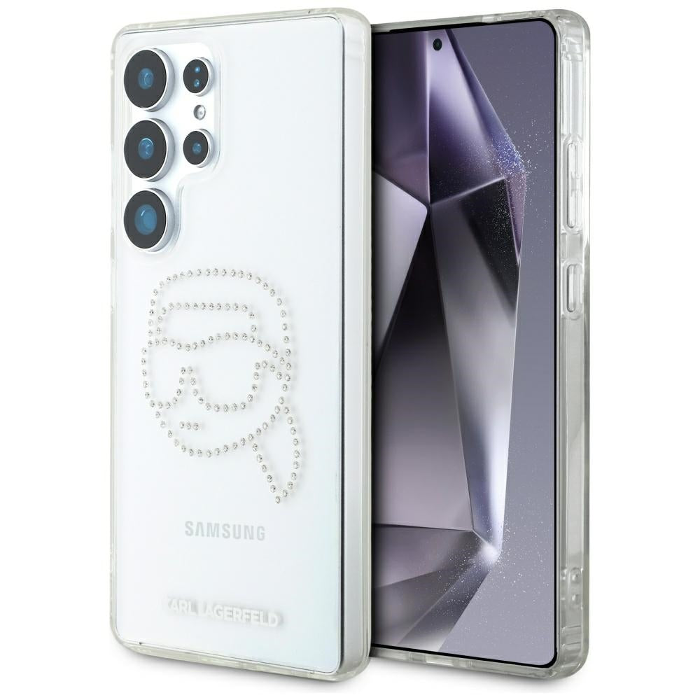 Husa pentru Samsung Galaxy S25 Ultra S938, Karl Lagerfeld, IML Rhinestones Karl's Head, Transparenta