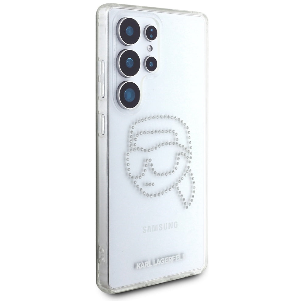 Husa pentru Samsung Galaxy S25 Ultra S938, Karl Lagerfeld, IML Rhinestones Karl's Head, Transparenta