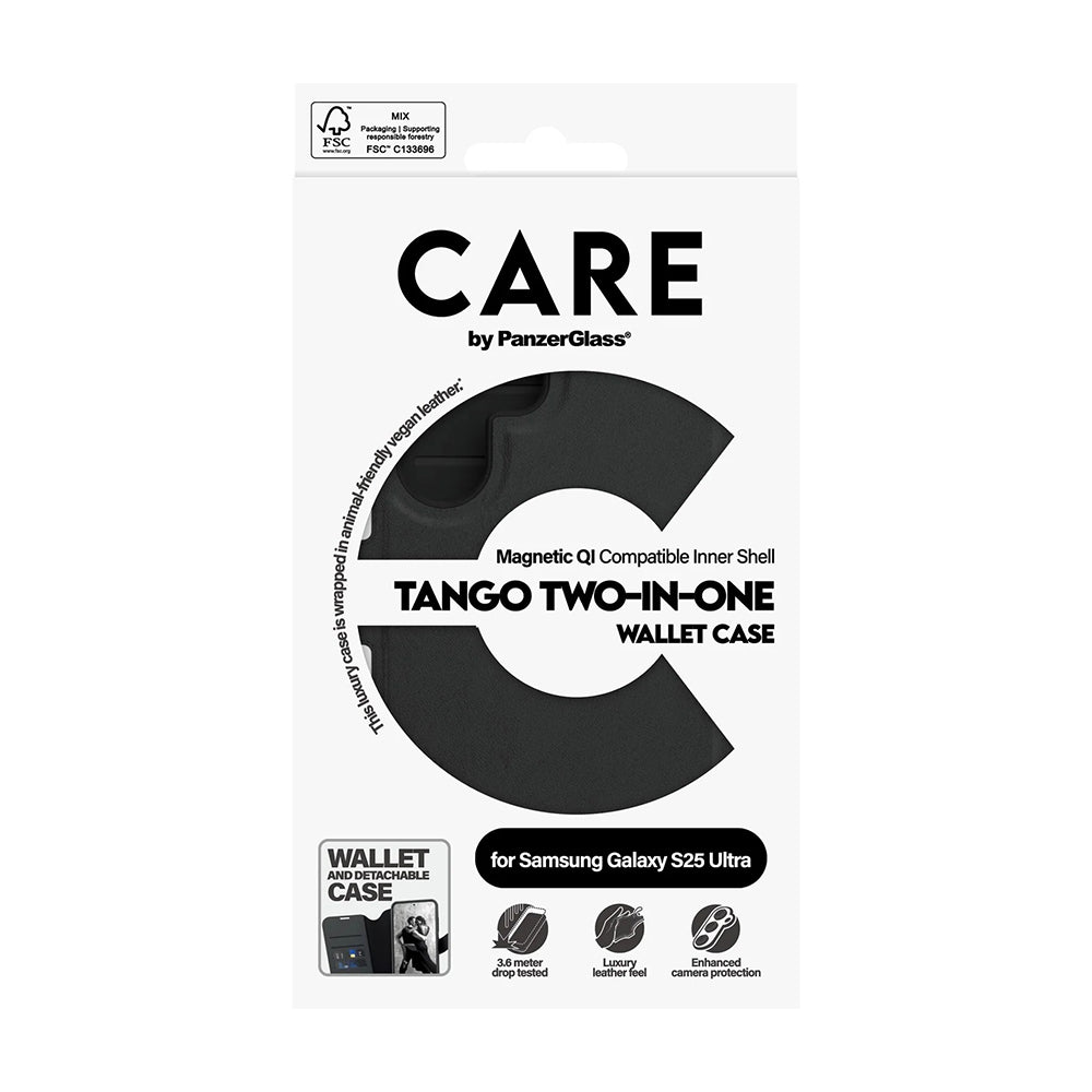 Husa pentru Samsung Galaxy S25 Ultra S938, PanzerGlass, Care Feature Tango Two-in-One, Neagra