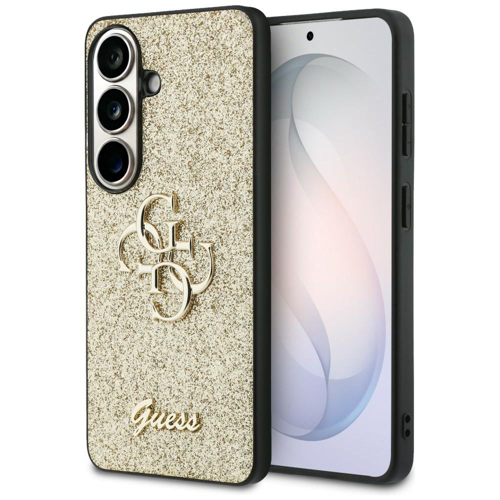 Husa pentru Samsung Galaxy S26 S942, Guess, Fixed Glitter Big 4G Metal Frame, Aurie