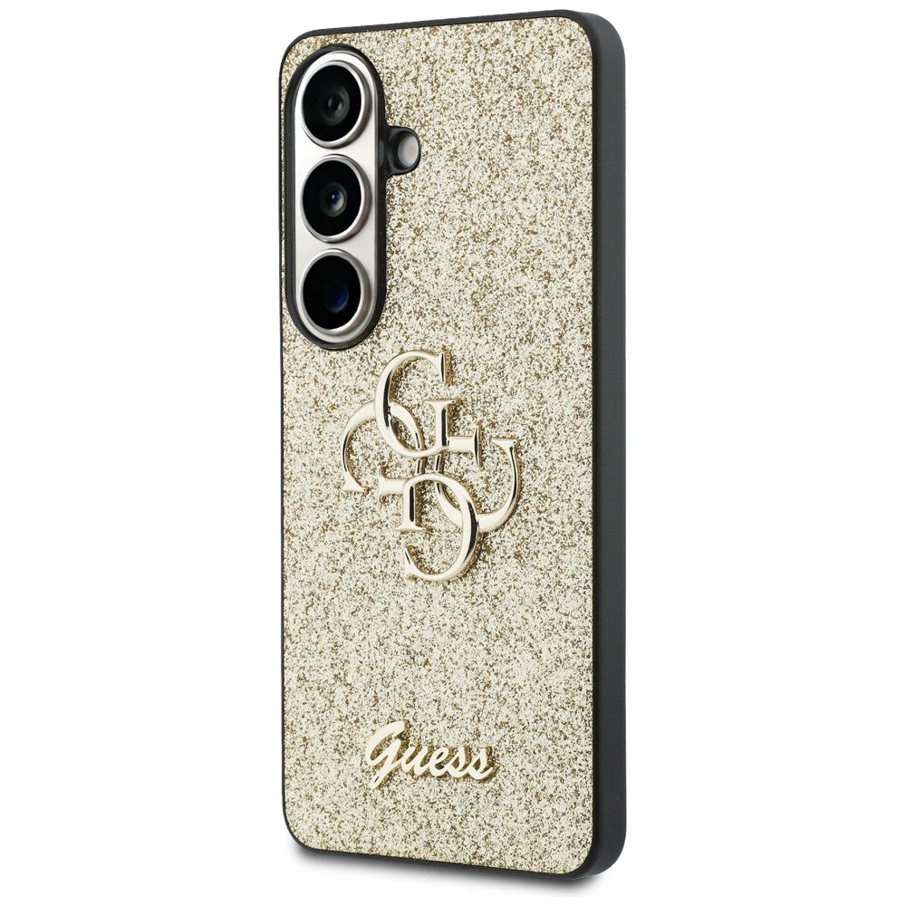Husa pentru Samsung Galaxy S26 S942, Guess, Fixed Glitter Big 4G Metal Frame, Aurie