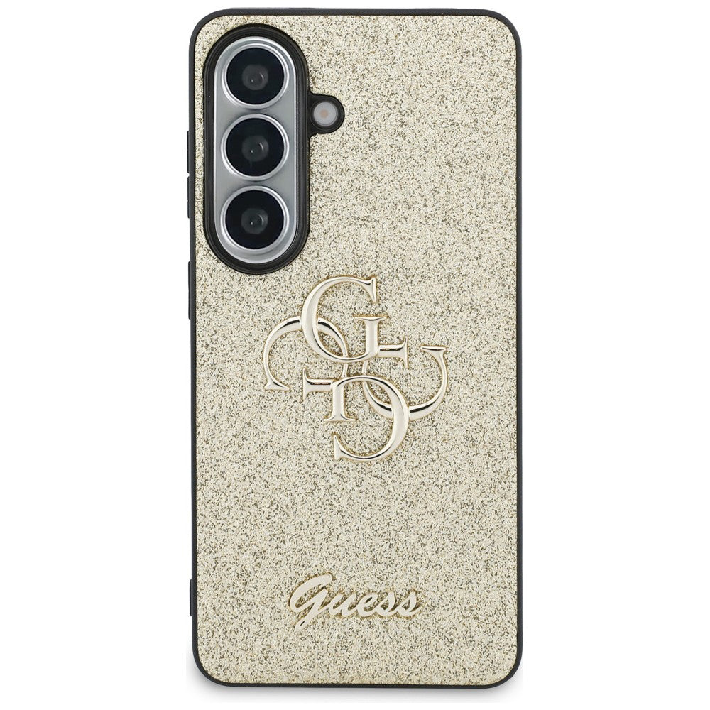 Husa pentru Samsung Galaxy S26 S942, Guess, Fixed Glitter Big 4G Metal Frame, Aurie