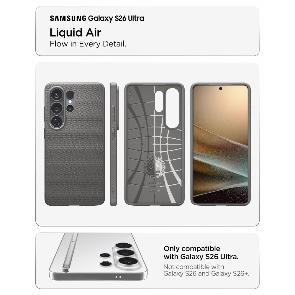 Husa pentru Samsung Galaxy S26 Ultra S948, Spigen, Liquid Air, Gri ACS11205