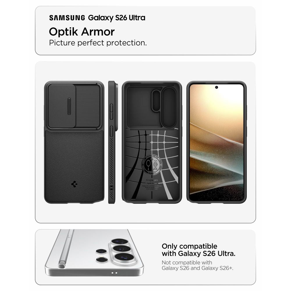 Husa pentru Samsung Galaxy S26 Ultra S948, Spigen, Optik Armor, Neagra ACS10687