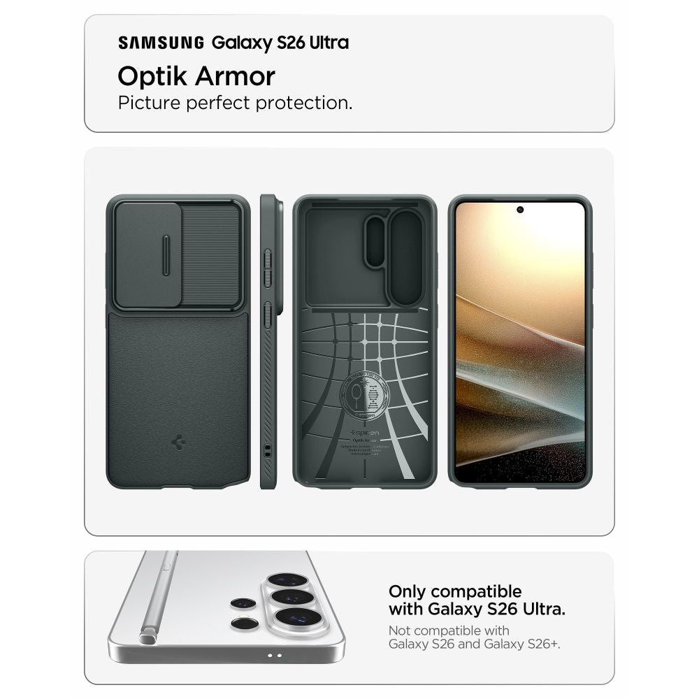 Husa pentru Samsung Galaxy S26 Ultra S948, Spigen, Optik Armor, Verde ACS10688