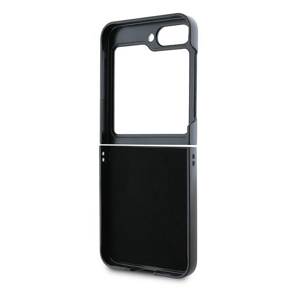 Husa pentru Samsung Galaxy Z Flip7 FE F761 / Z Flip6 F741, Karl Lagerfeld, Saffiano Monogram Karl's Head Metal, Neagra