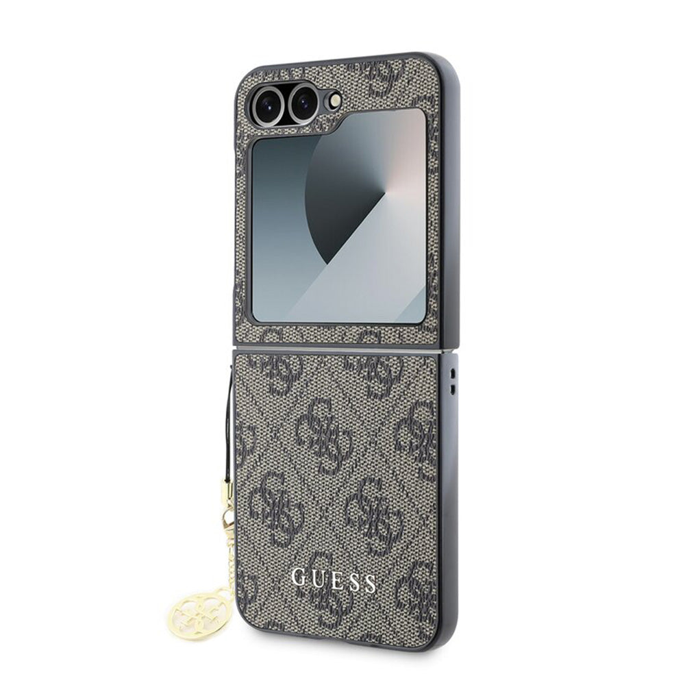 Husa pentru Samsung Galaxy Z Flip7 FE F761 / Z Flip6 F741, Guess, 4G Charm, Maro