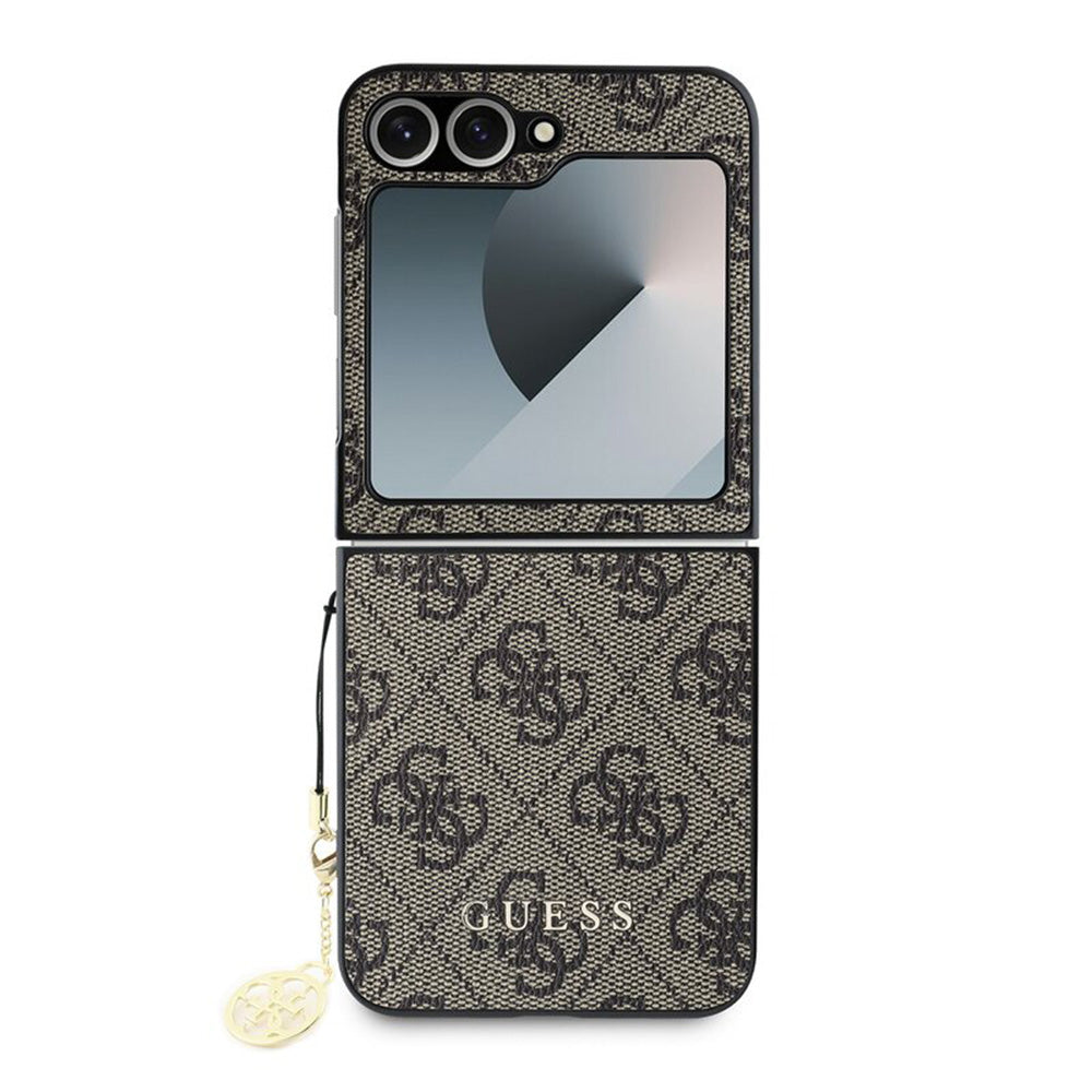 Husa pentru Samsung Galaxy Z Flip7 FE F761 / Z Flip6 F741, Guess, 4G Charm, Maro