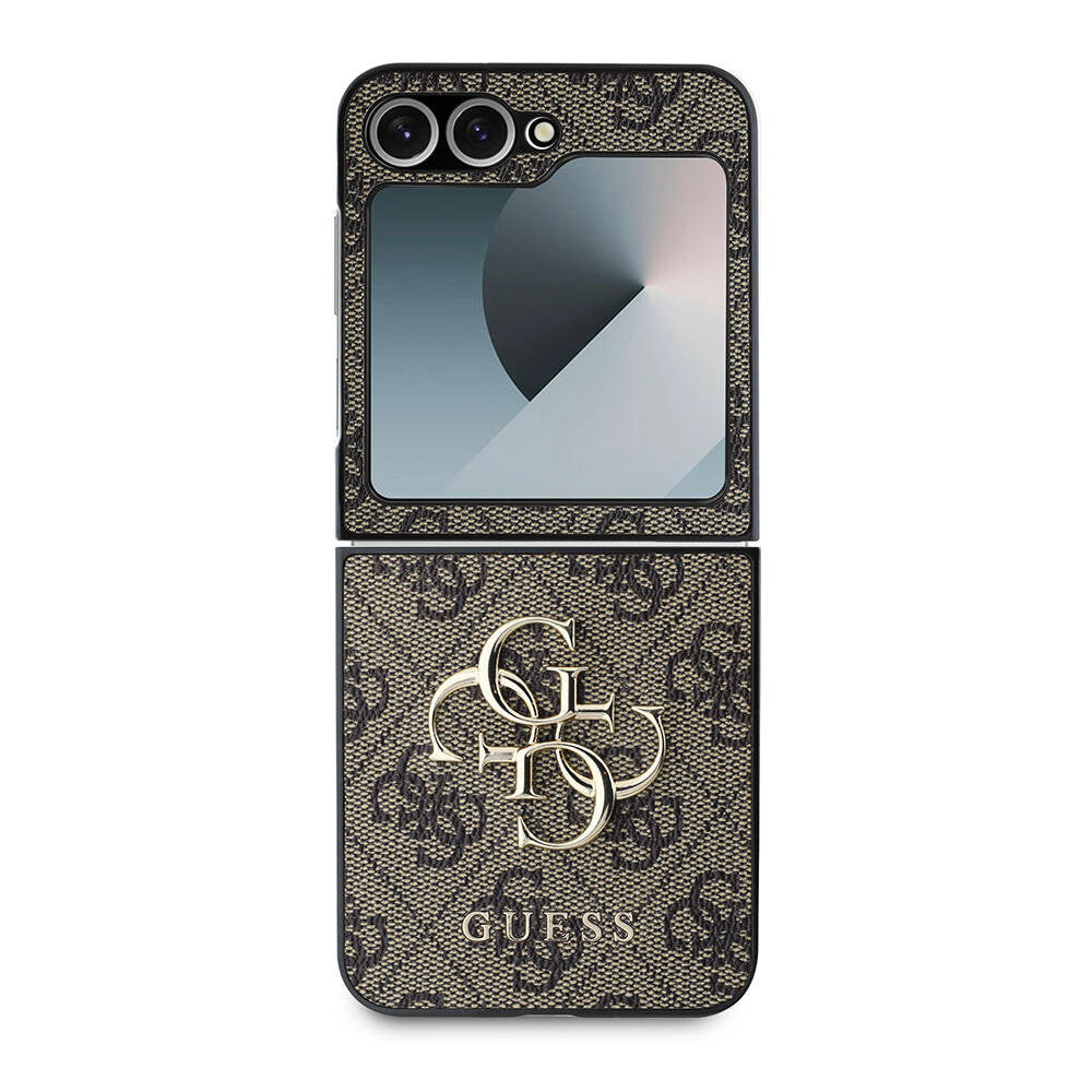 Husa pentru Samsung Galaxy Z Flip7 FE F761 / Z Flip6 F741, Guess, 4G Metal Logo, Maro